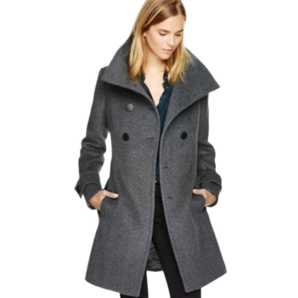 Aritzia t. Babaton Charcoal Wool Cashmere Blend Double-Breasted Pea Coat